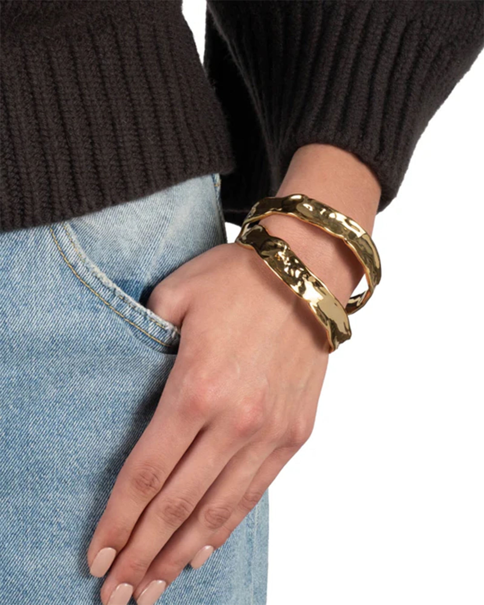 Brut Strap Bangle Bracelet 14k Gold Plated