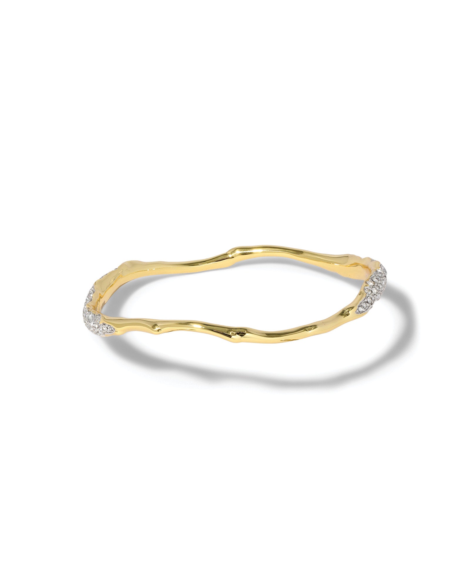 Solanales Gold Crystal Skinny Bangle Bracelet 14k Gold Plated, Crystal / SM