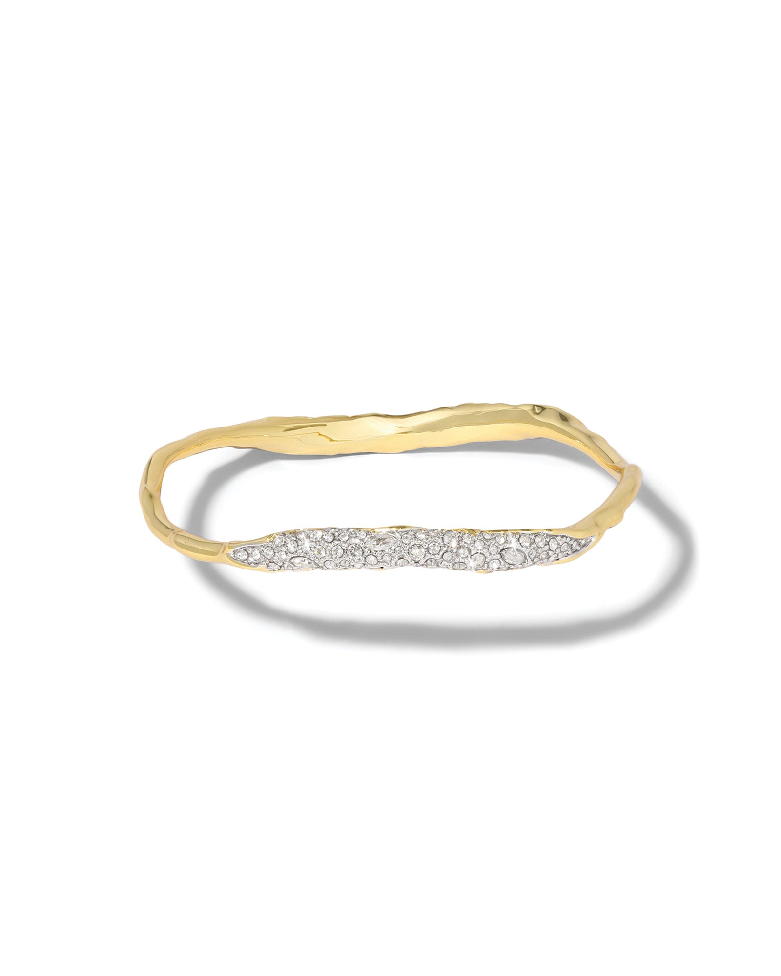 Solanales Gold Crystal Skinny Bangle Bracelet 14k Gold Plated, Crystal / SM