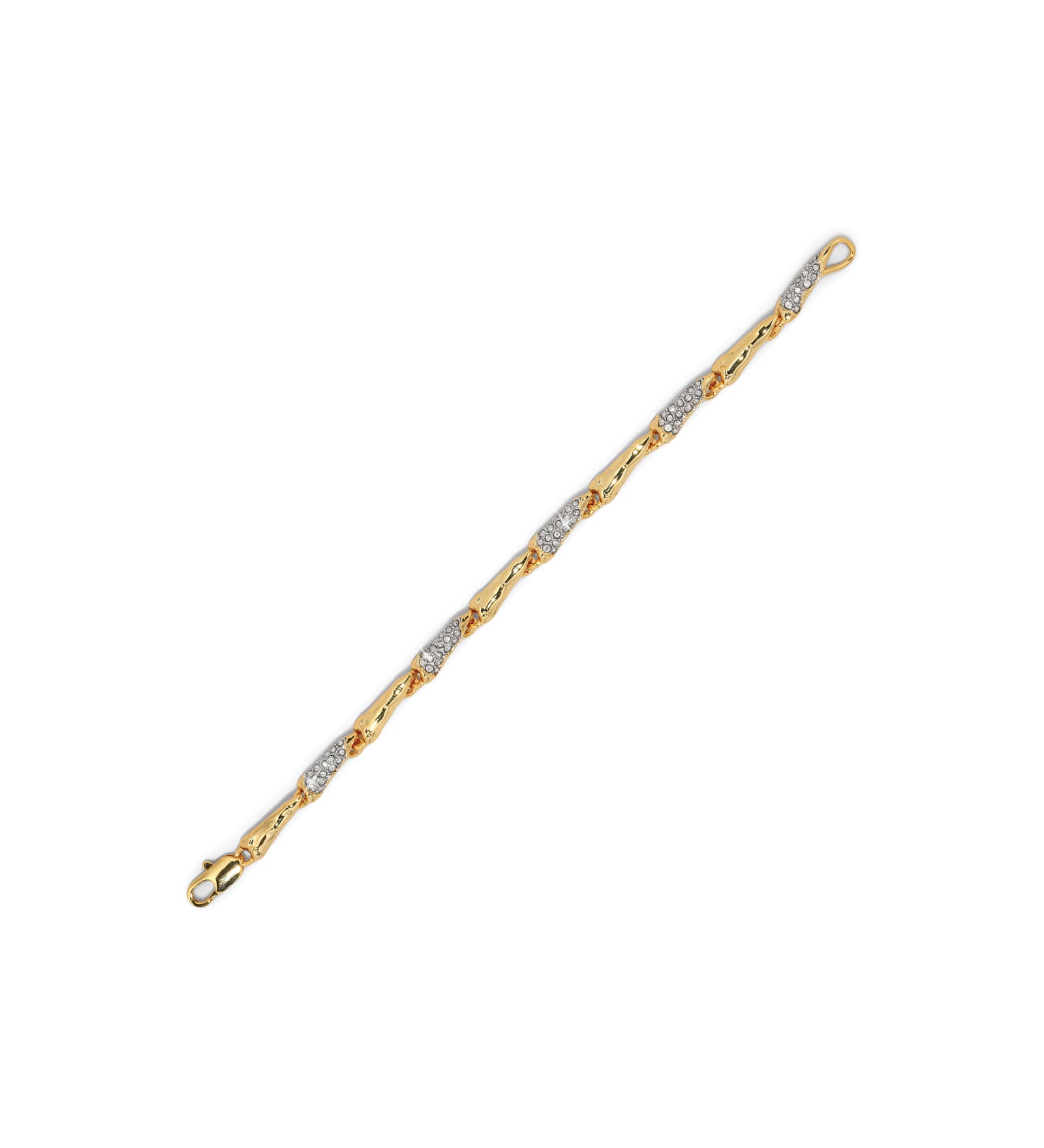 Solanales Crystal Linked Spear Bracelet 14k Gold Plated, Crystal