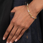Solanales Crystal Linked Spear Bracelet 14k Gold Plated, Crystal