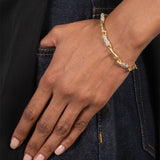 Solanales Crystal Linked Spear Bracelet 14k Gold Plated, Crystal