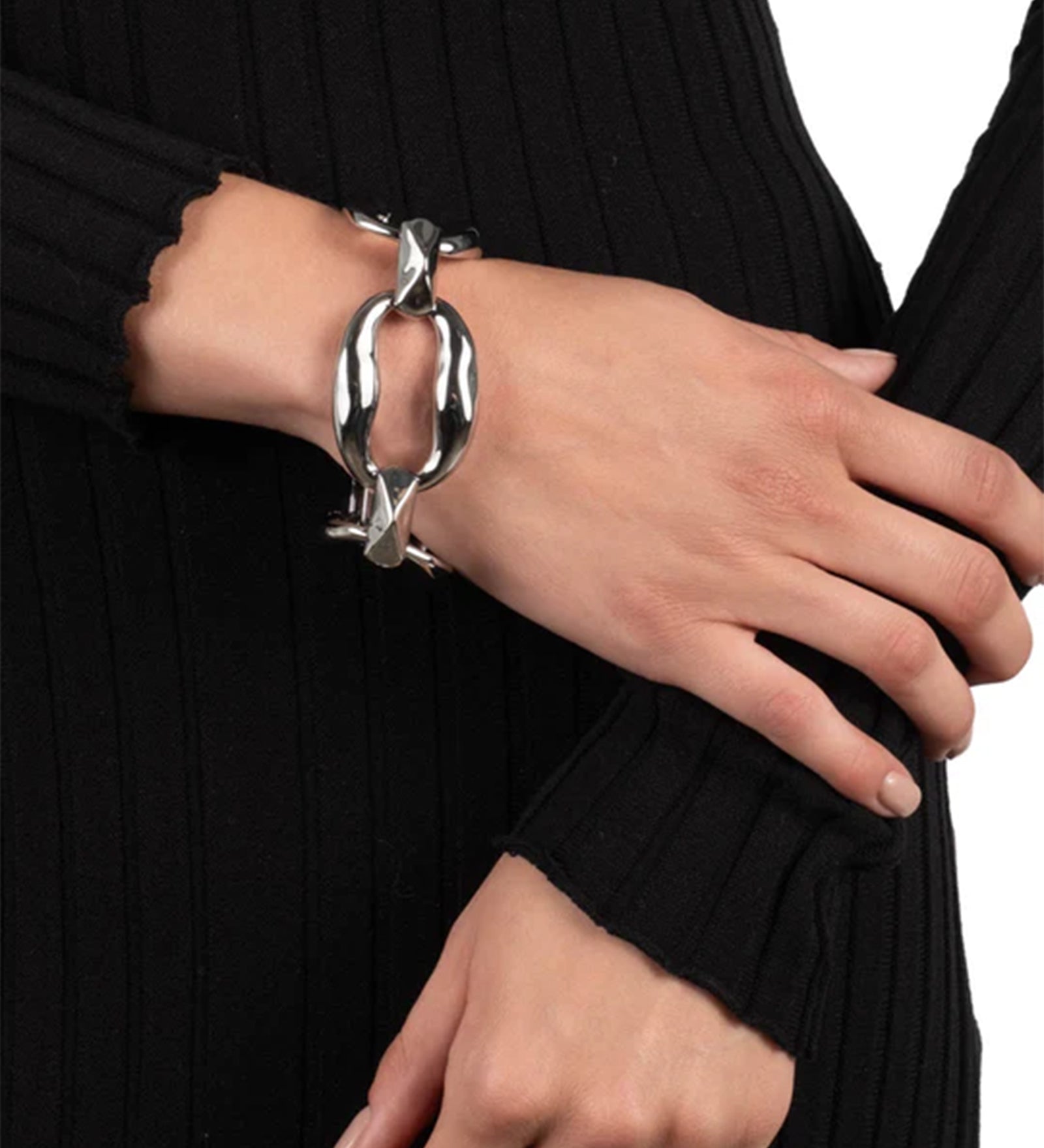 Molton Link Bracelet Rhodium Tone Plated