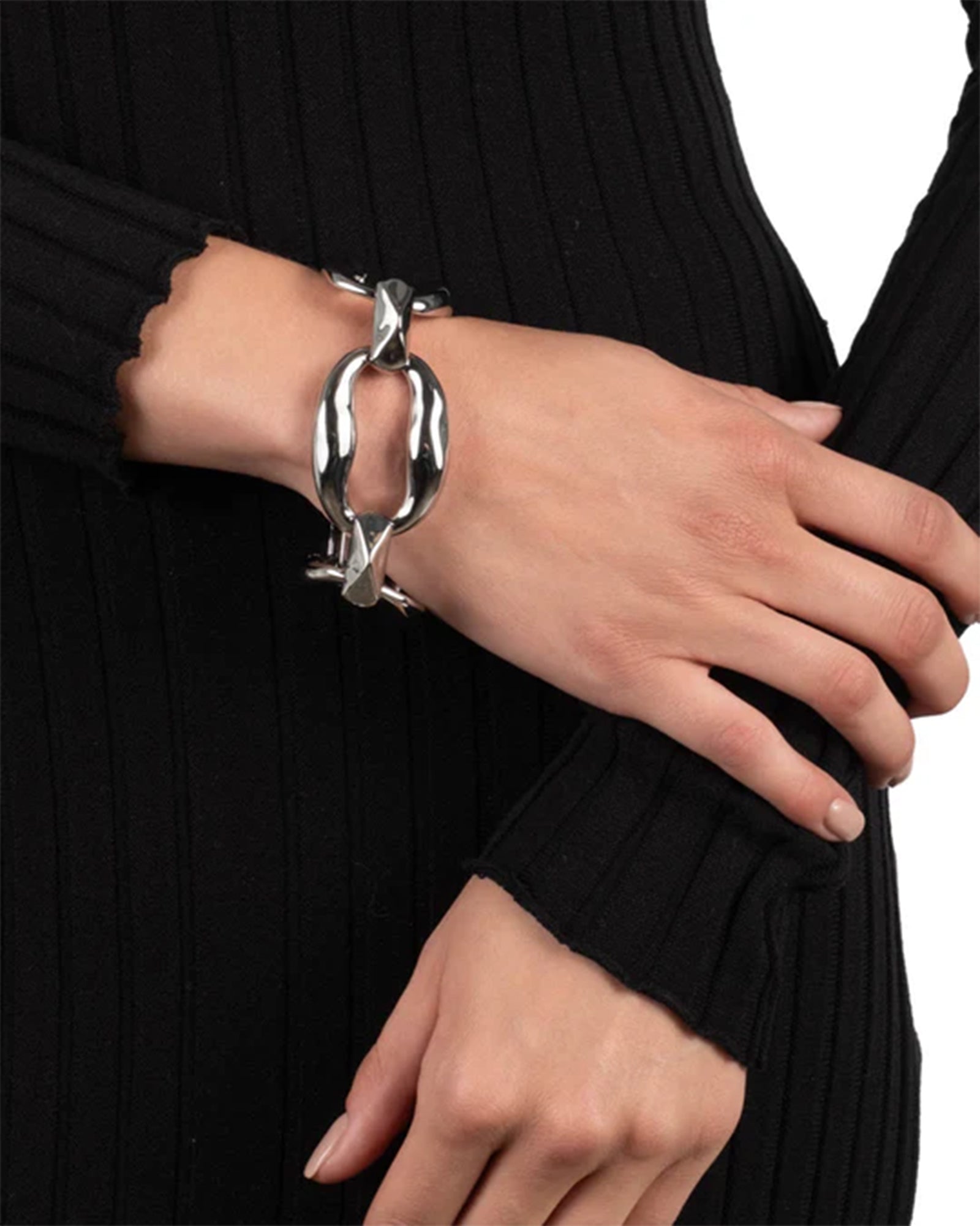 Molton Link Bracelet Rhodium Tone Plated