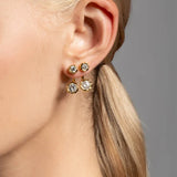 Asterales Molten Front Back CZ Earrings 14k Gold Plated, Cubic Zirconia