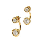 Asterales Molten Front Back CZ Earrings 14k Gold Plated, Cubic Zirconia