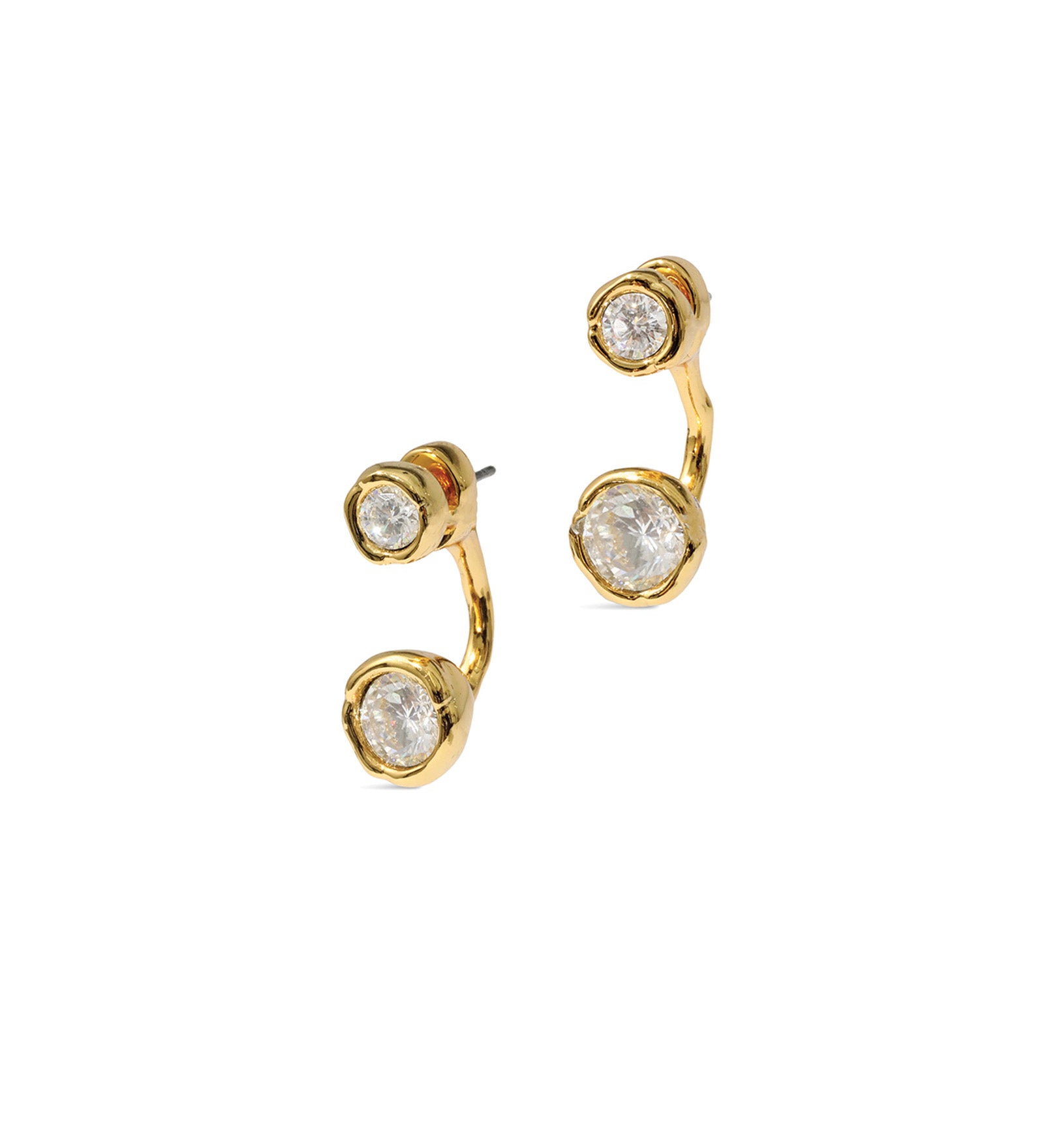 Alexis Bittar-Asterales Molten Front Back CZ Earrings-Earrings-14k Gold Plated, Cubic Zirconia-Blue Ruby Jewellery-Vancouver Canada