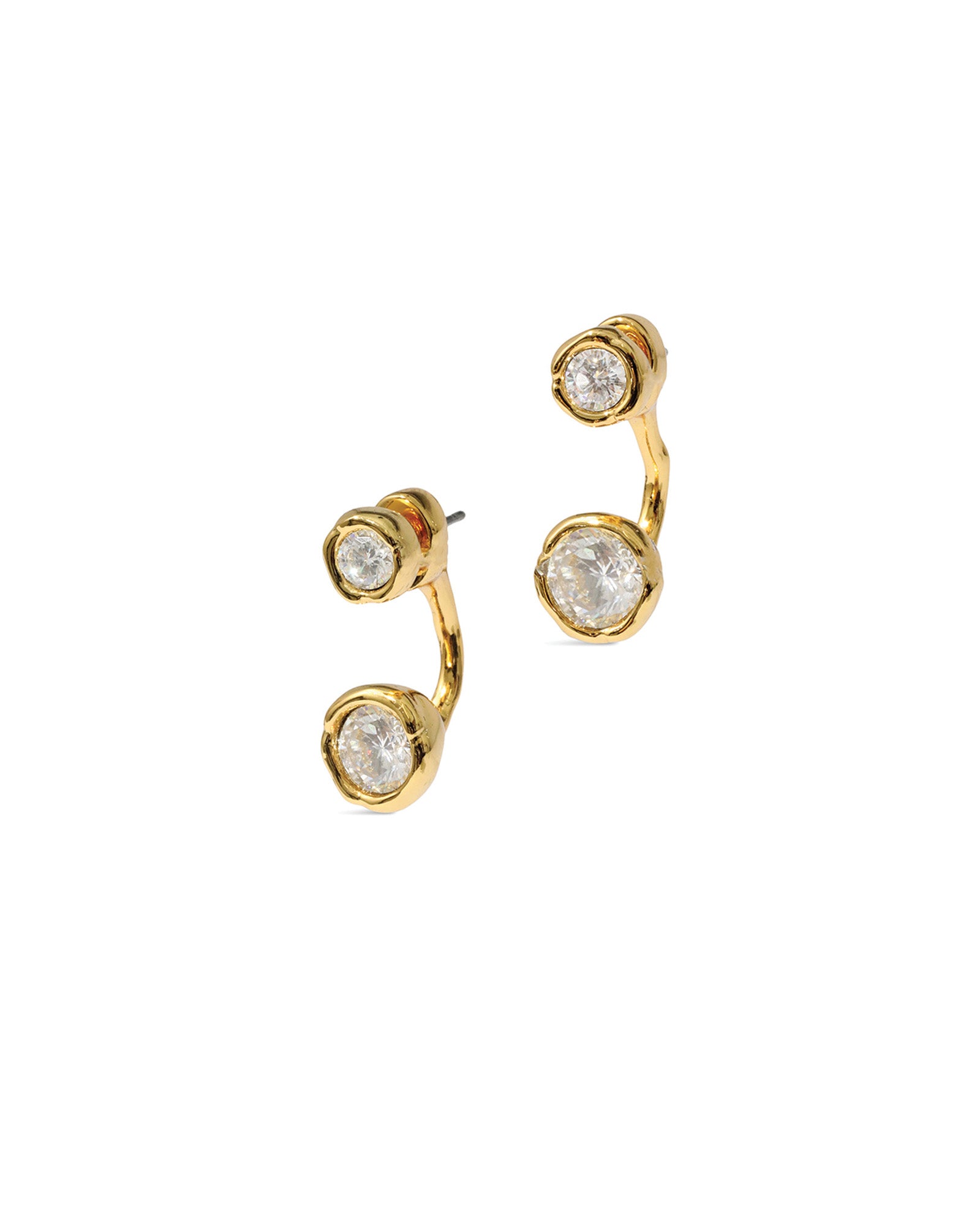 Alexis Bittar-Asterales Molten Front Back CZ Earrings-Earrings-14k Gold Plated, Cubic Zirconia-Blue Ruby Jewellery-Vancouver Canada