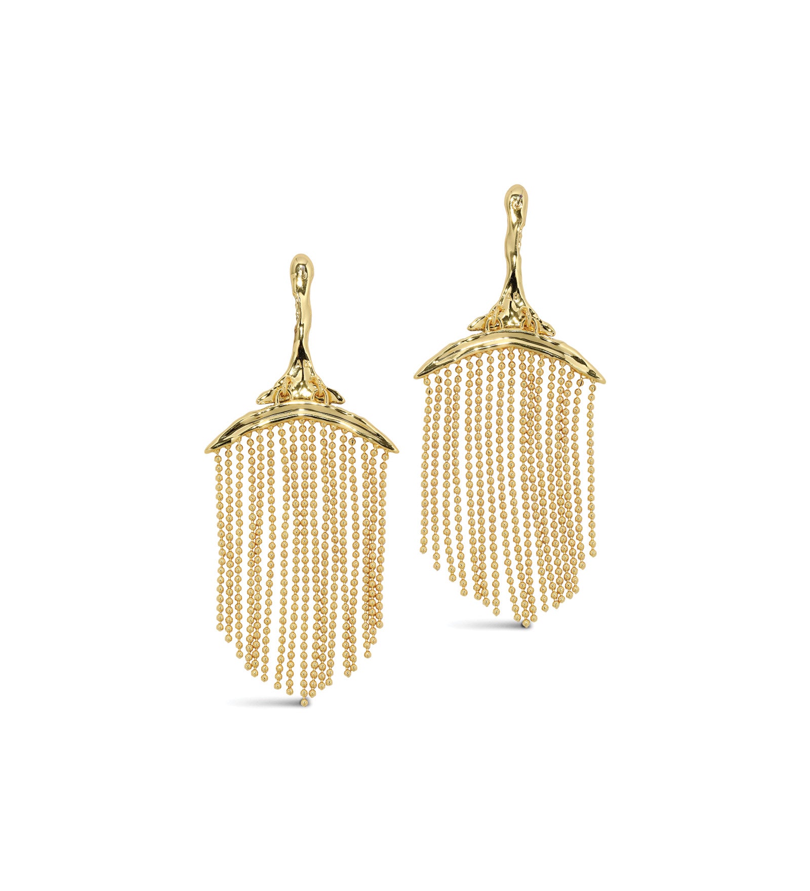Solanales Crystal Fringe Chandelier Earring 14k Gold Plated, Crystal