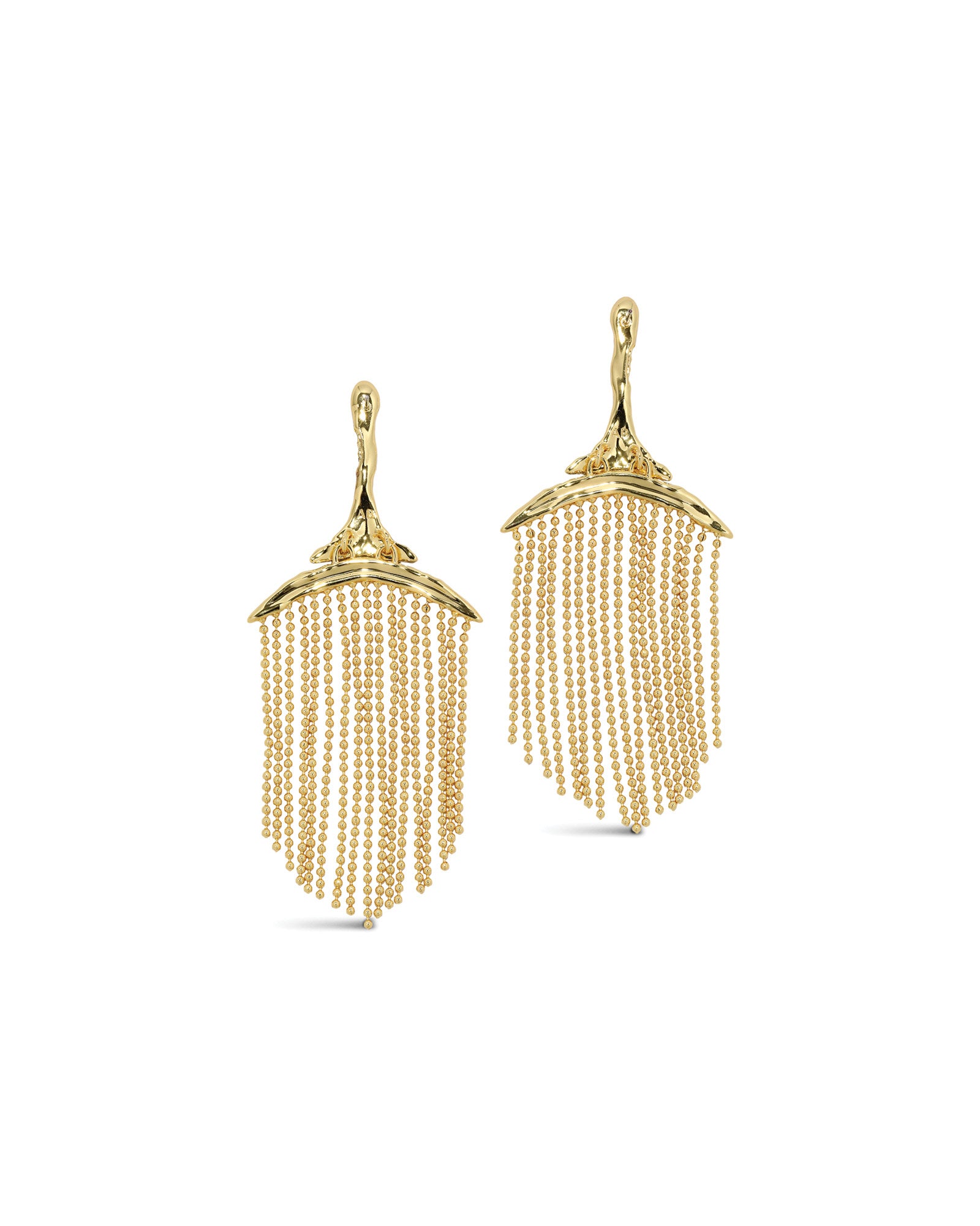 Solanales Crystal Fringe Chandelier Earring 14k Gold Plated, Crystal
