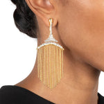 Solanales Crystal Fringe Chandelier Earring 14k Gold Plated, Crystal