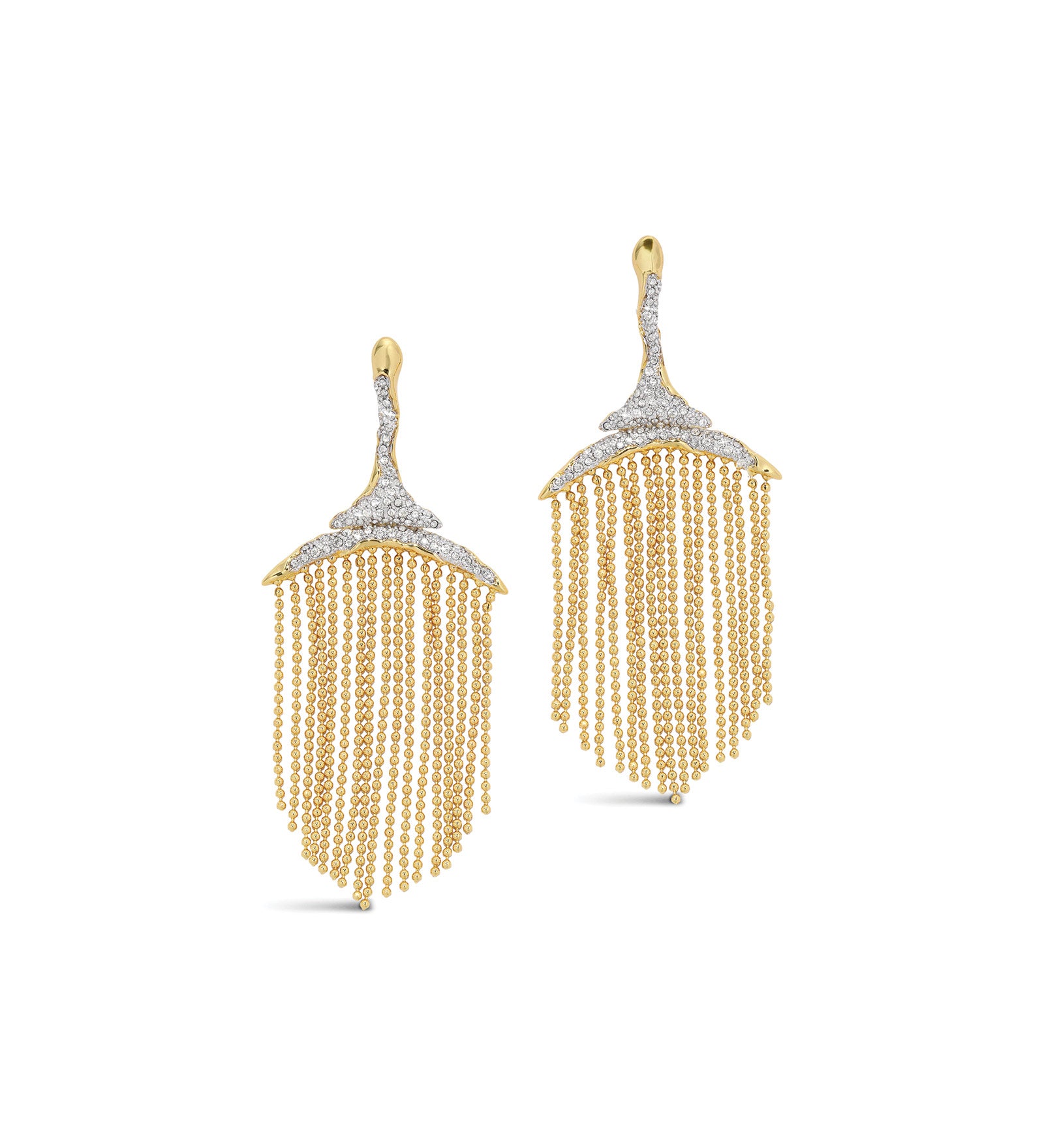 Solanales Crystal Fringe Chandelier Earring 14k Gold Plated, Crystal