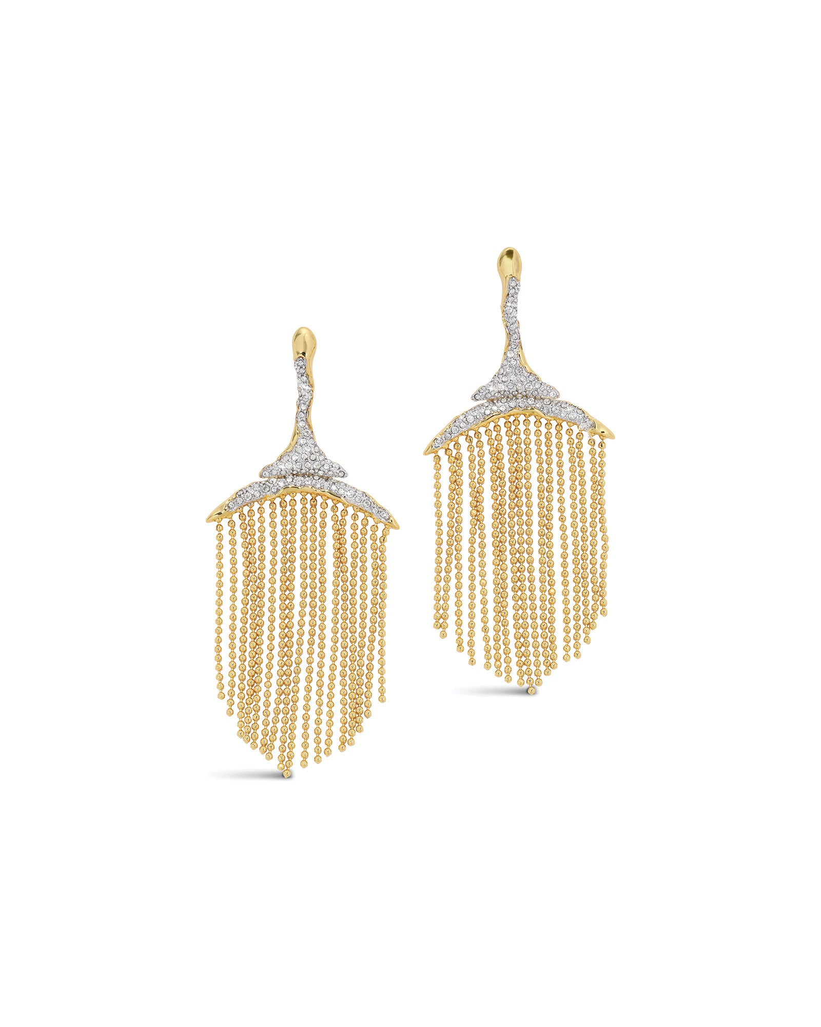 Solanales Crystal Fringe Chandelier Earring 14k Gold Plated, Crystal