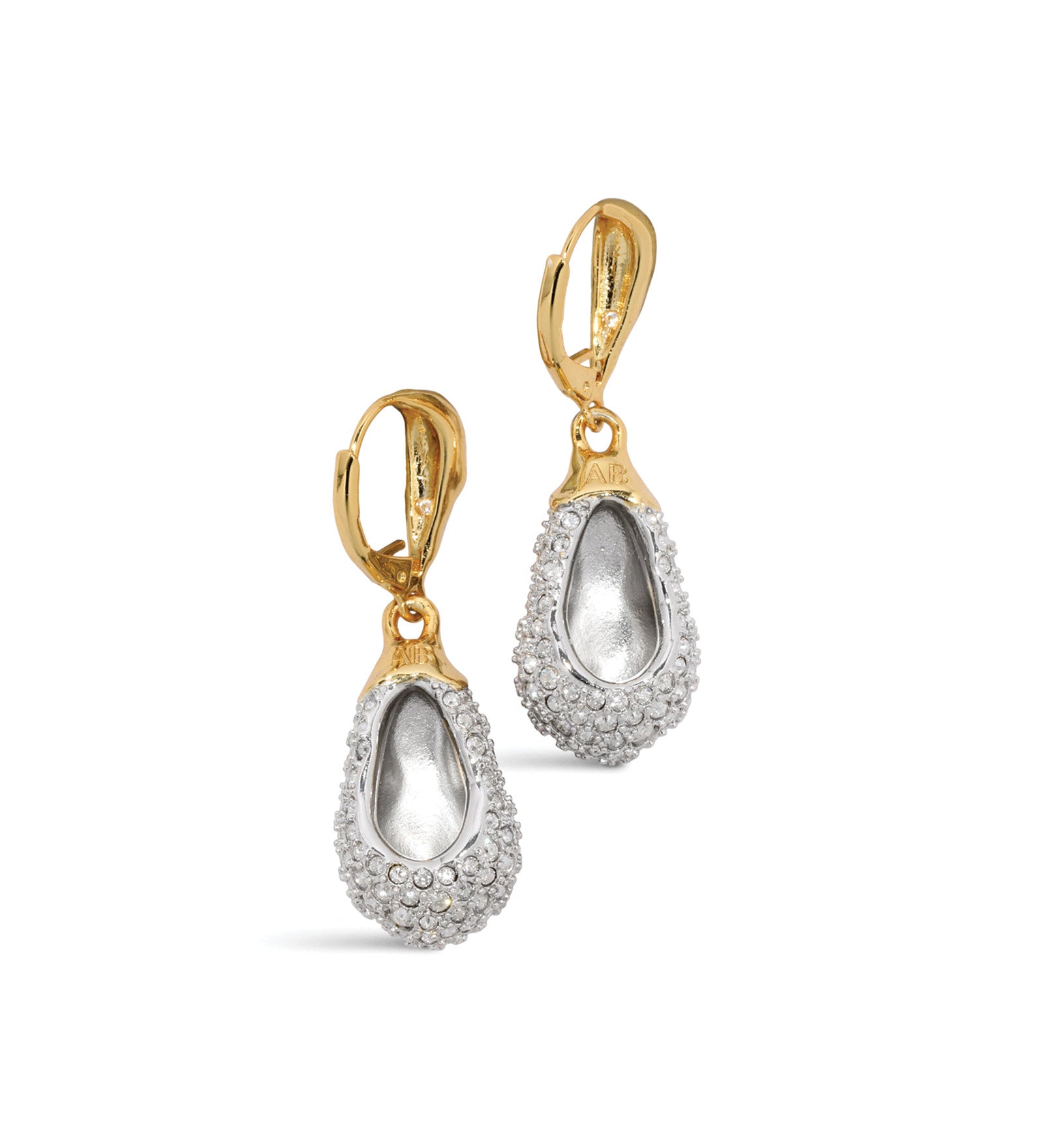 Solanales Crystal Teardrop Leverback Earring 14k Gold Plated, Crystal