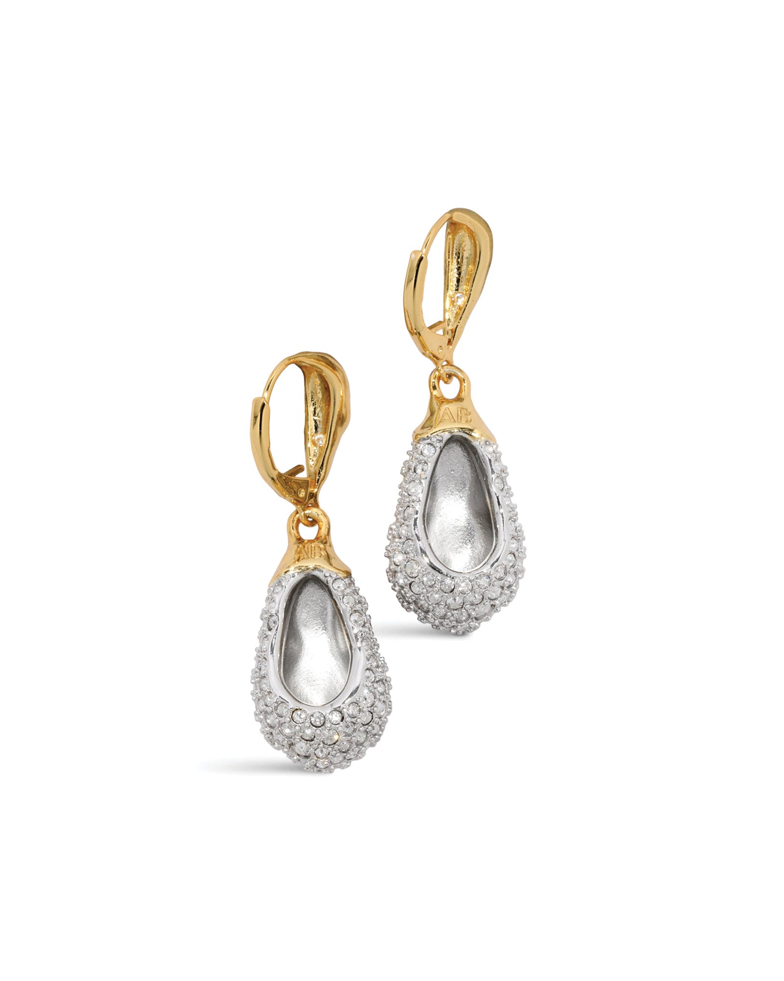 Solanales Crystal Teardrop Leverback Earring 14k Gold Plated, Crystal