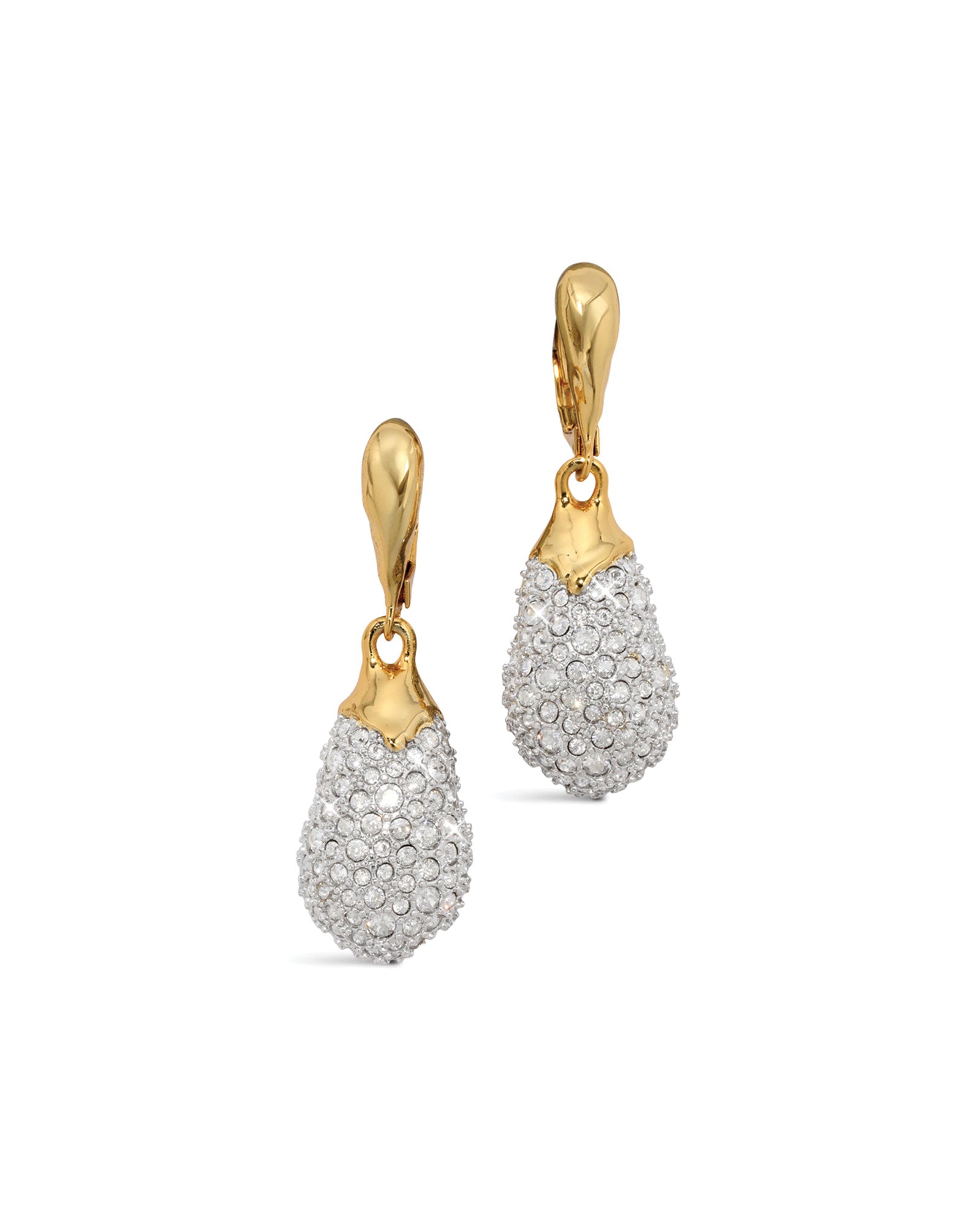 Solanales Crystal Teardrop Leverback Earring 14k Gold Plated, Crystal