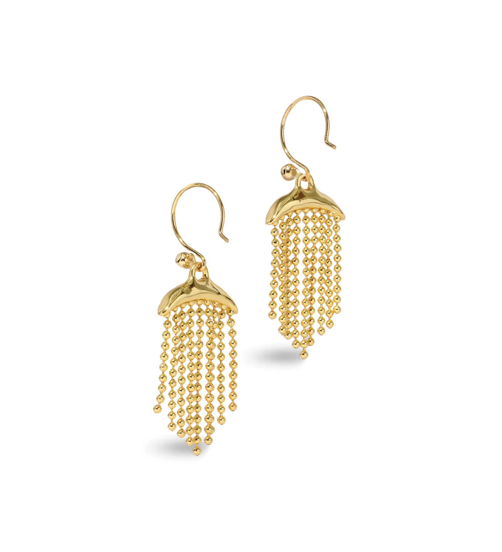 Solanales Crystal Petite Fringe Wire Earring 14k Gold Plated, Crystal, Cubic Zirconia
