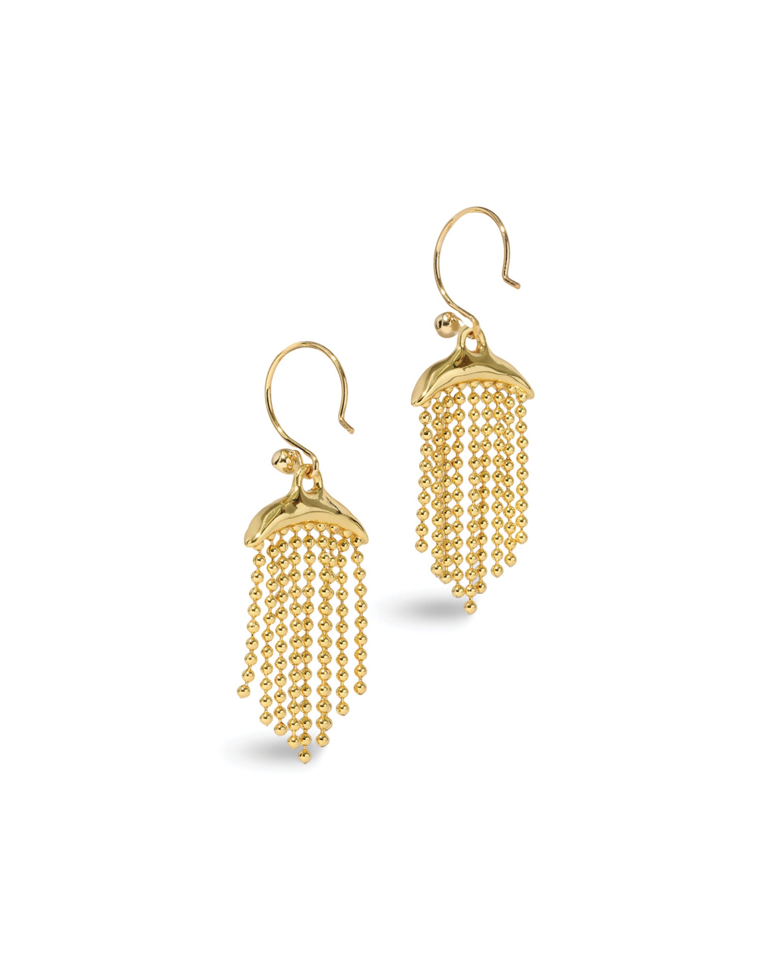 Solanales Crystal Petite Fringe Wire Earring 14k Gold Plated, Crystal, Cubic Zirconia