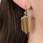 Solanales Crystal Petite Fringe Wire Earring 14k Gold Plated, Crystal, Cubic Zirconia