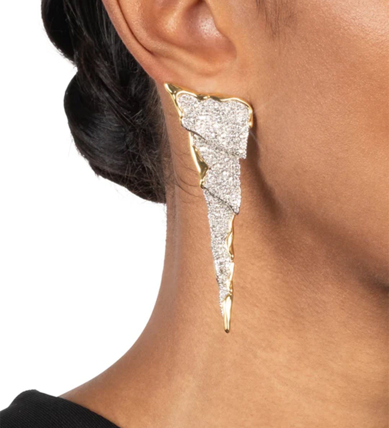 Solanales Crystal Cascade Post Earring 14k Gold Plated, Crystal