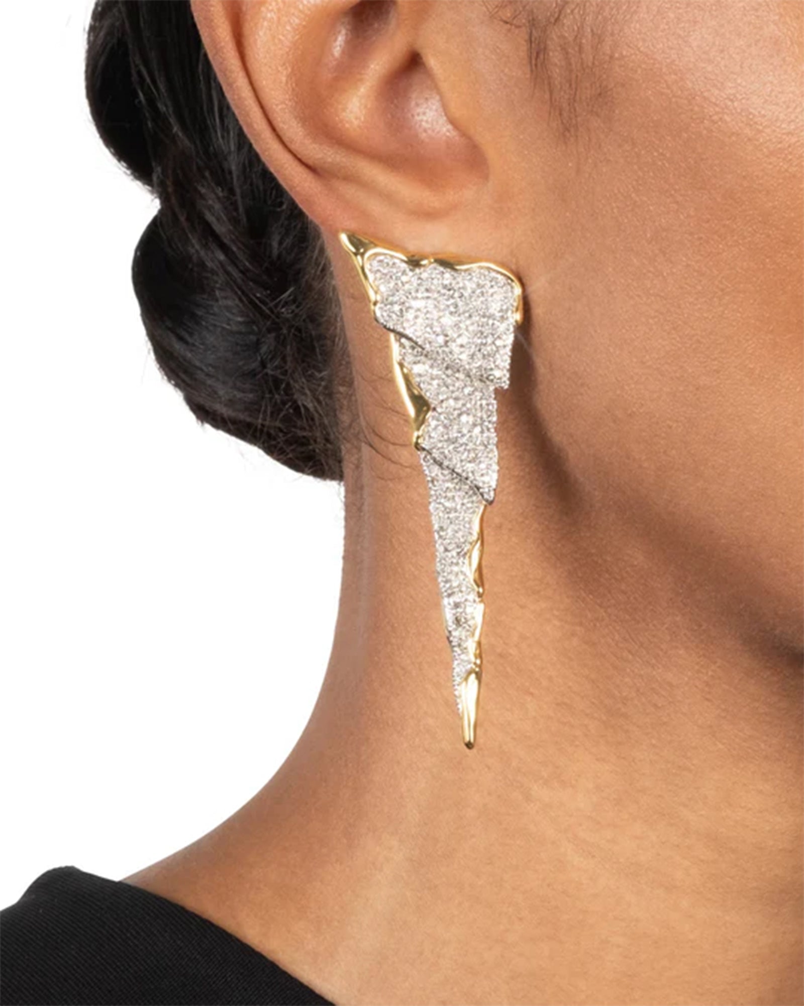 Solanales Crystal Cascade Post Earring 14k Gold Plated, Crystal