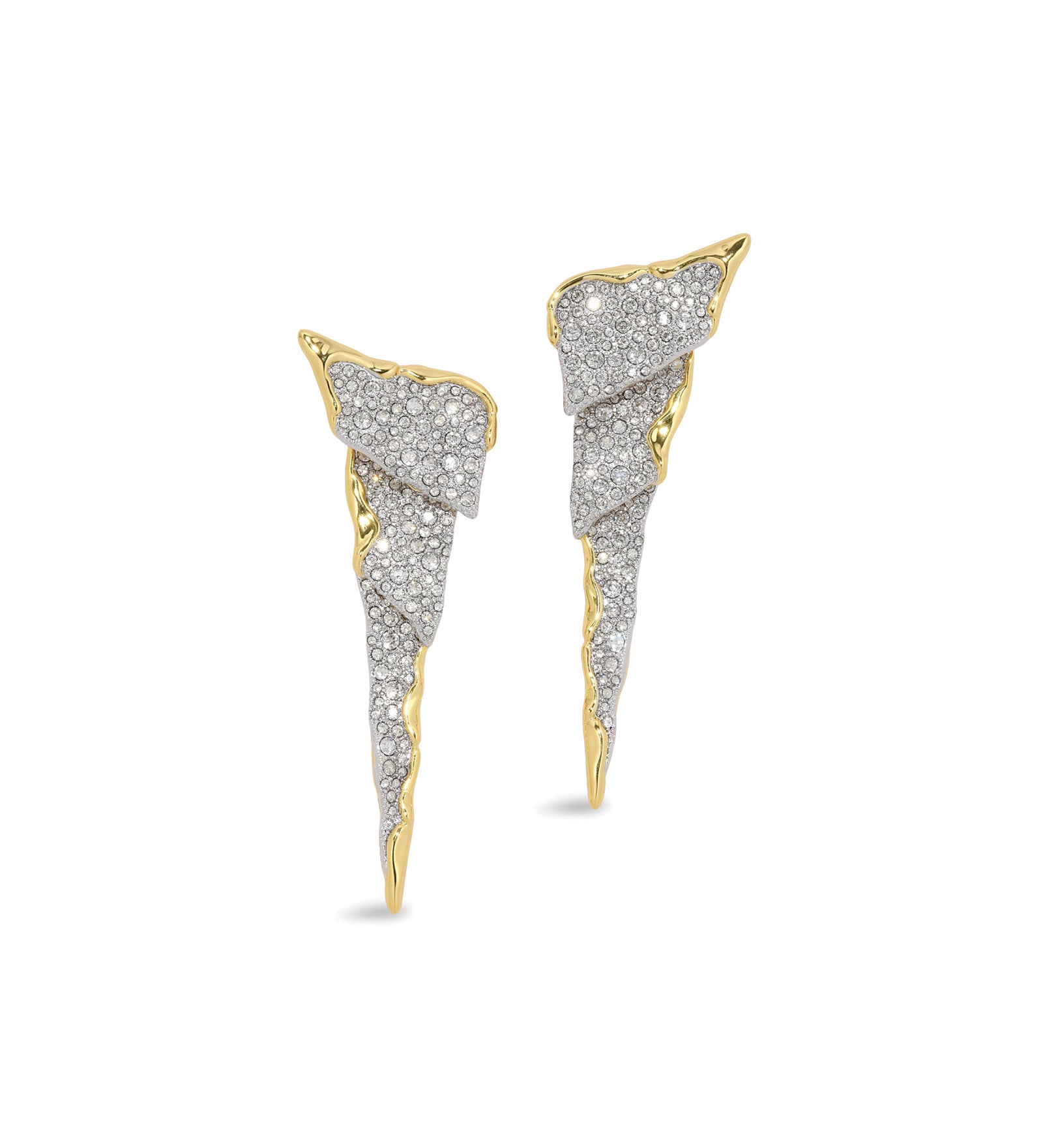 Solanales Crystal Cascade Post Earring 14k Gold Plated, Crystal