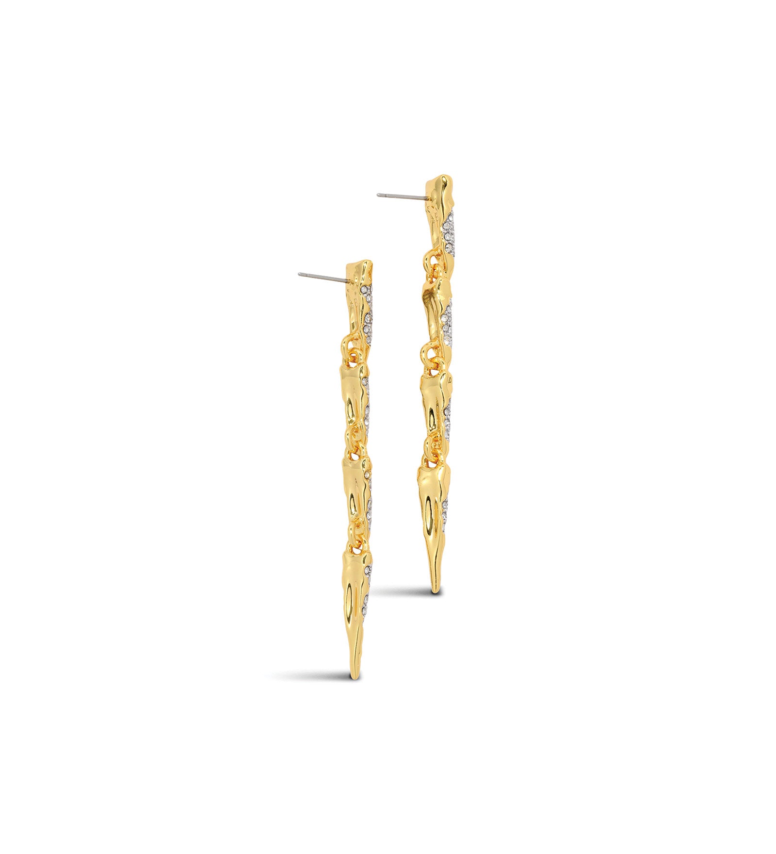 Solanales Crystal Spear Linear Earring 14k Gold Plated, Crystal
