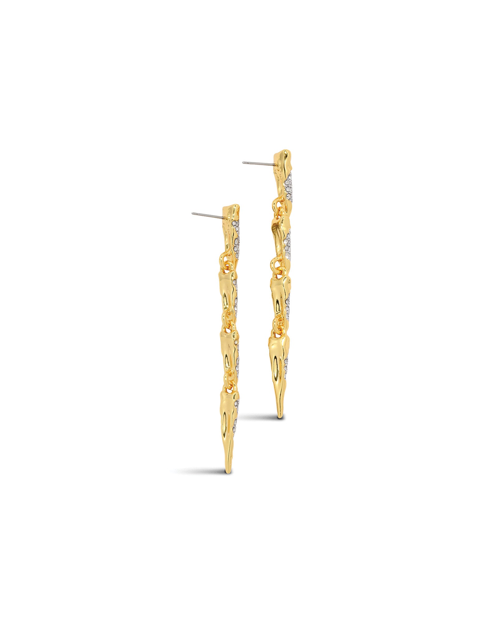 Solanales Crystal Spear Linear Earring 14k Gold Plated, Crystal