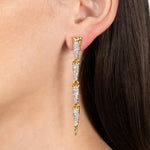 Solanales Crystal Spear Linear Earring 14k Gold Plated, Crystal
