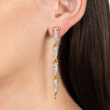 Solanales Crystal Spear Linear Earring 14k Gold Plated, Crystal