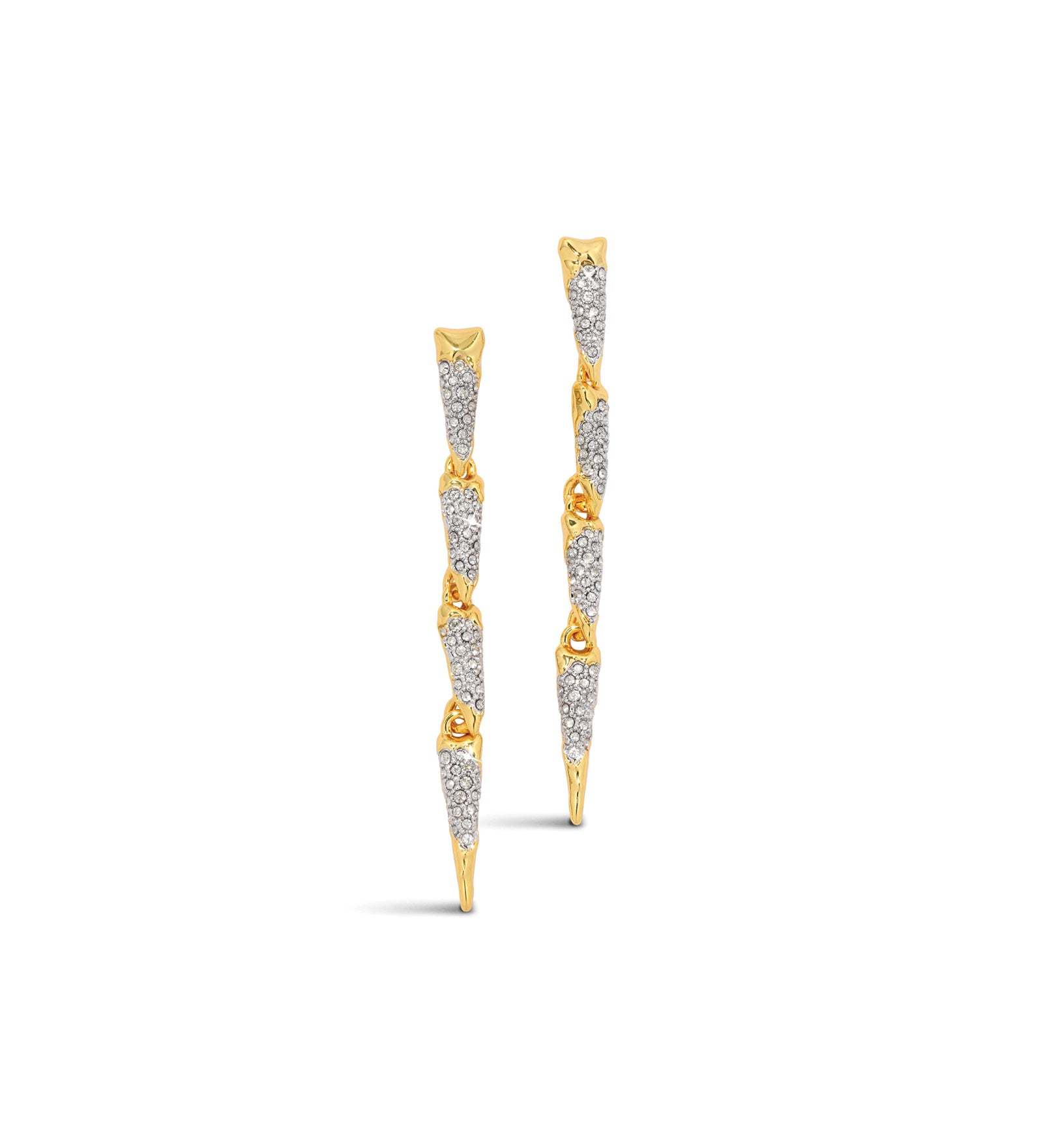 Solanales Crystal Spear Linear Earring 14k Gold Plated, Crystal