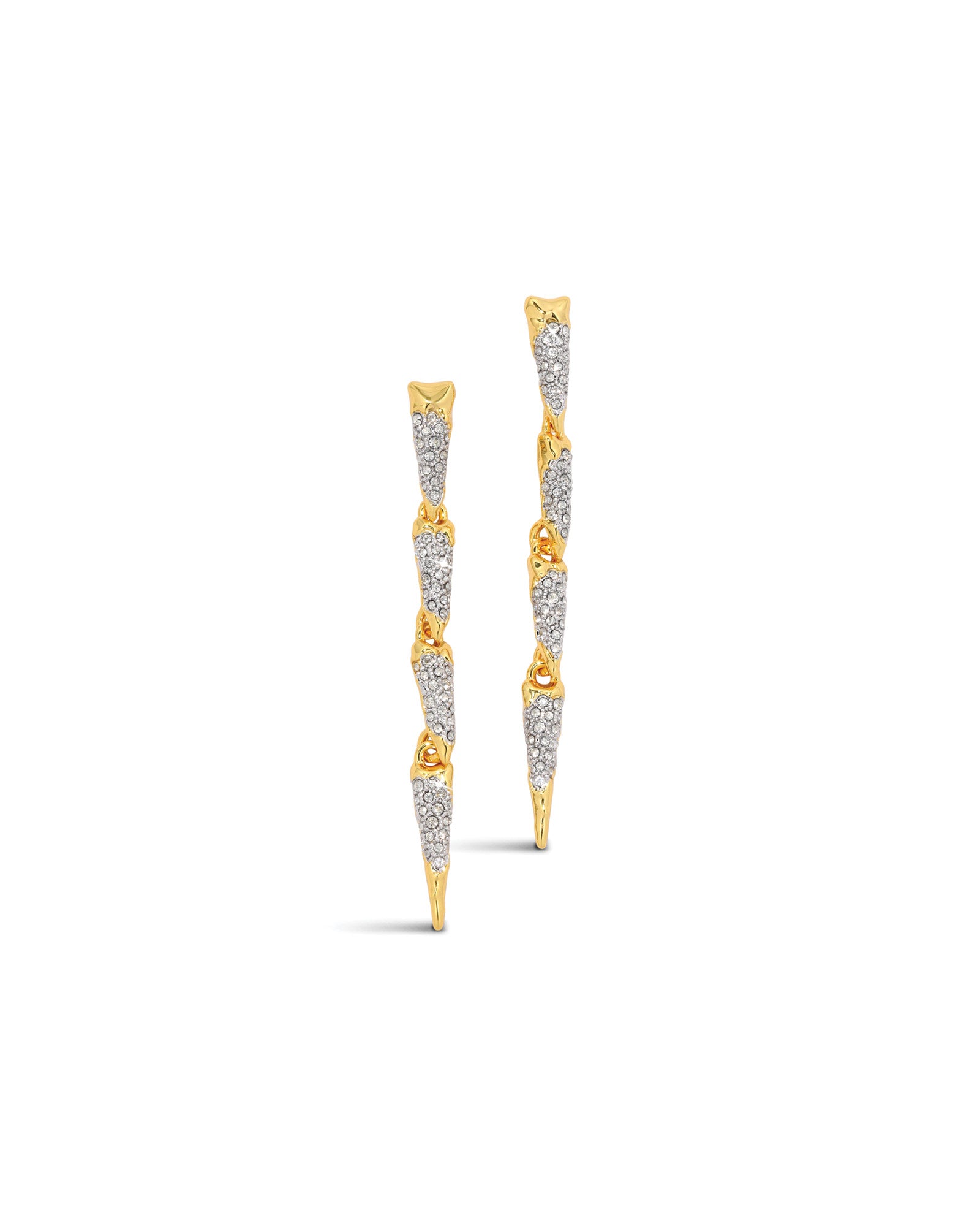 Solanales Crystal Spear Linear Earring 14k Gold Plated, Crystal