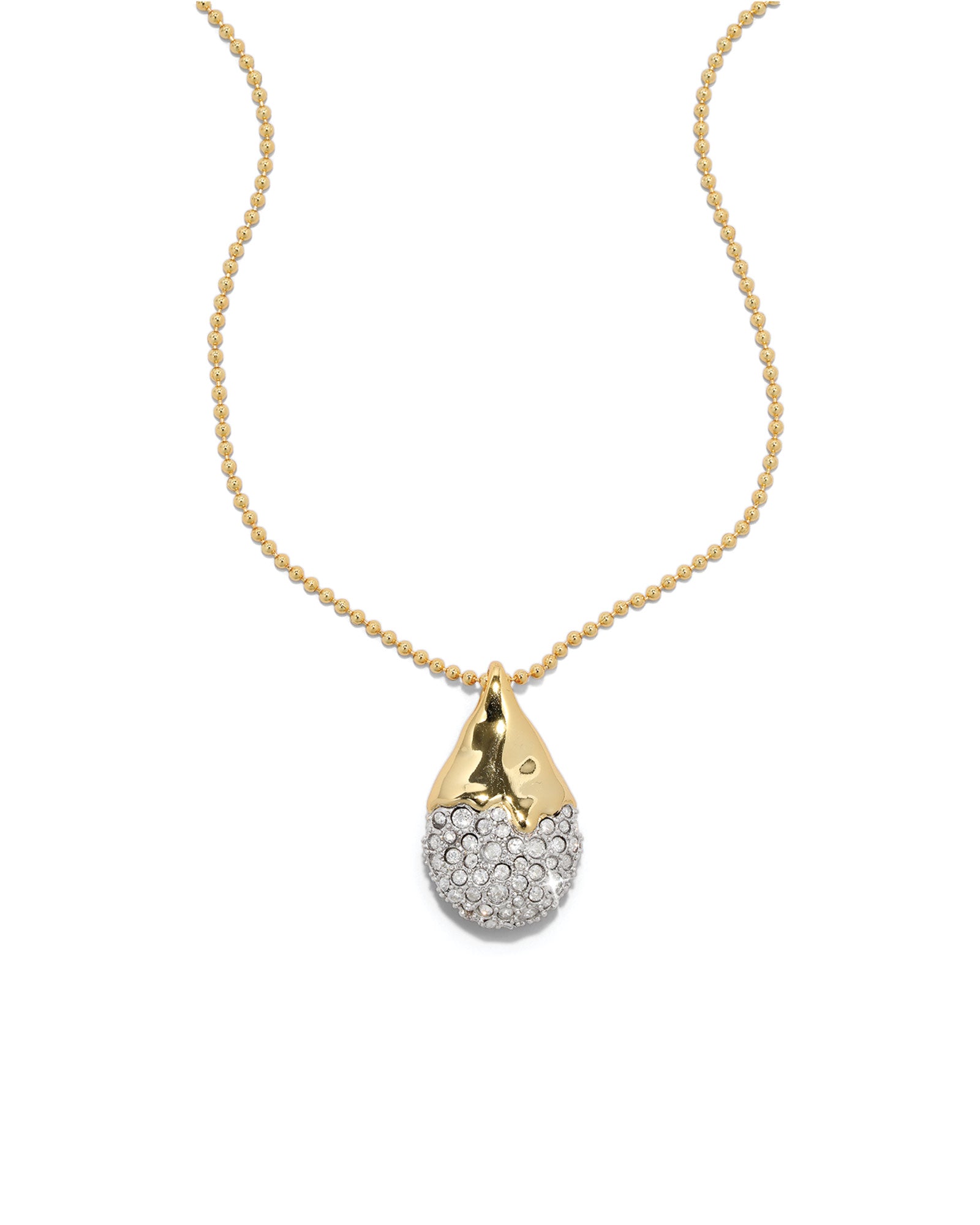 Solanales Crystal Pavé Teardrop Necklace 14k Gold Plated, Crystal