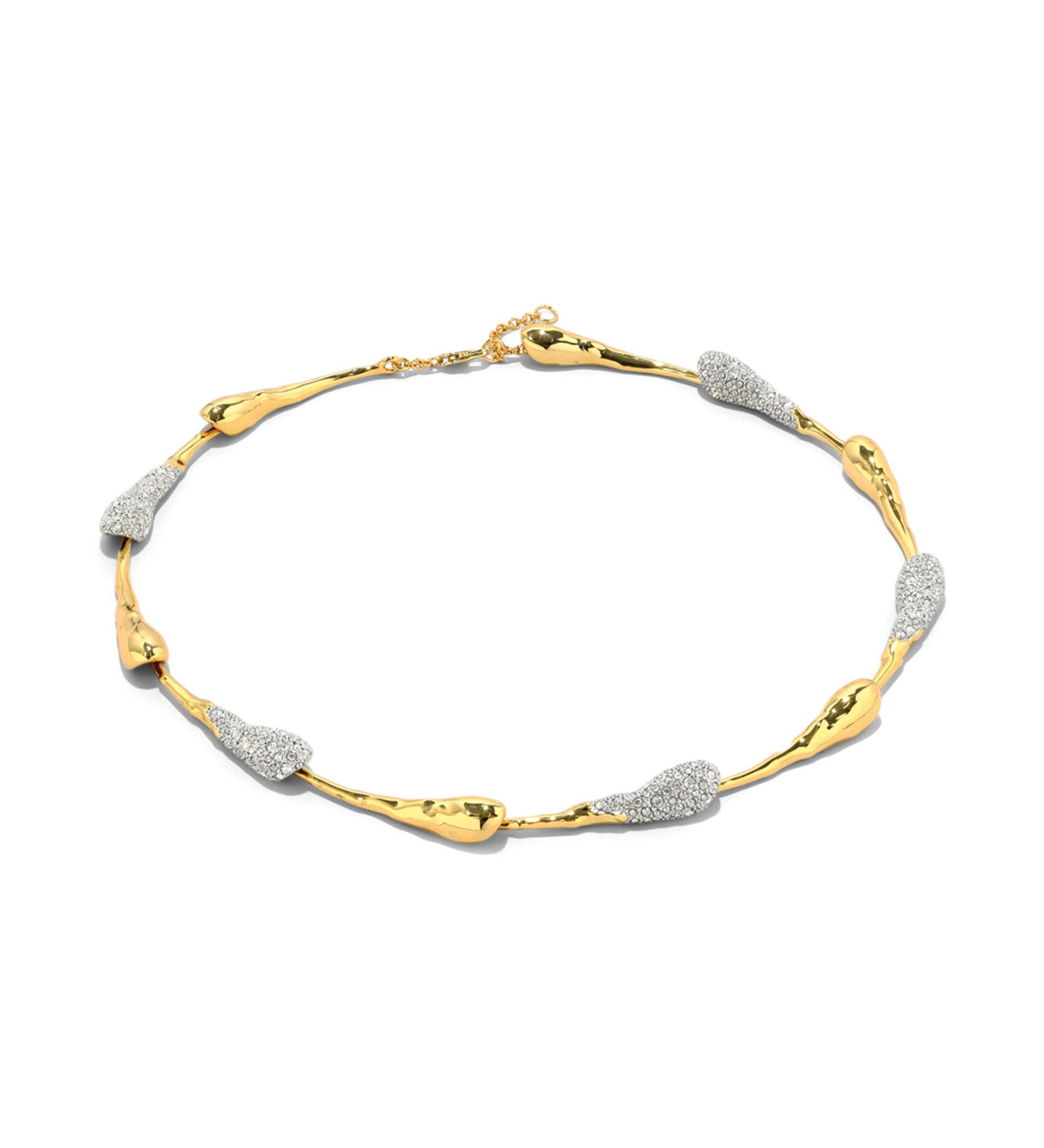 Solanales Crystal Teardrop Riviera Necklace 14k Gold Plated, Crystal