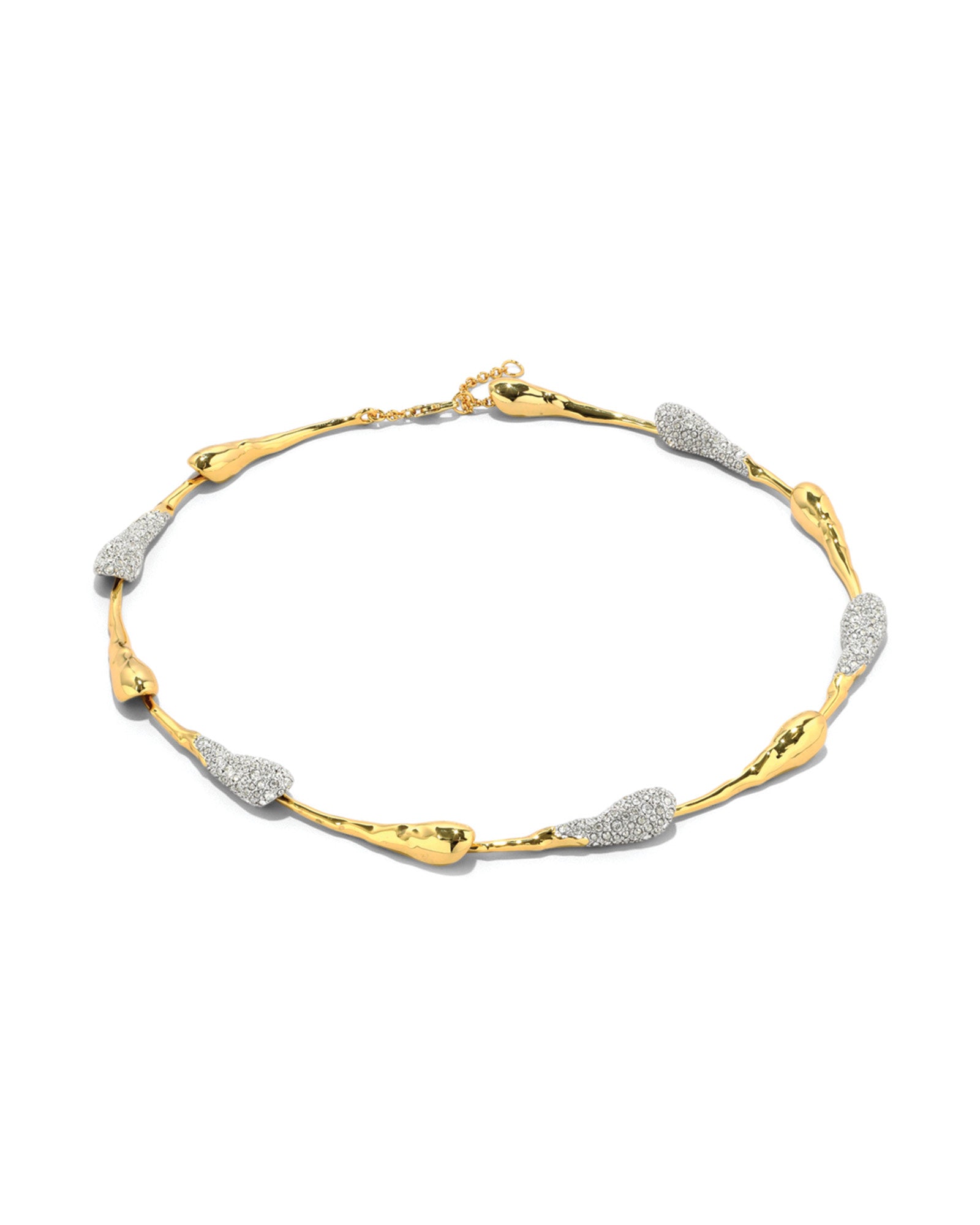 Solanales Crystal Teardrop Riviera Necklace 14k Gold Plated, Crystal