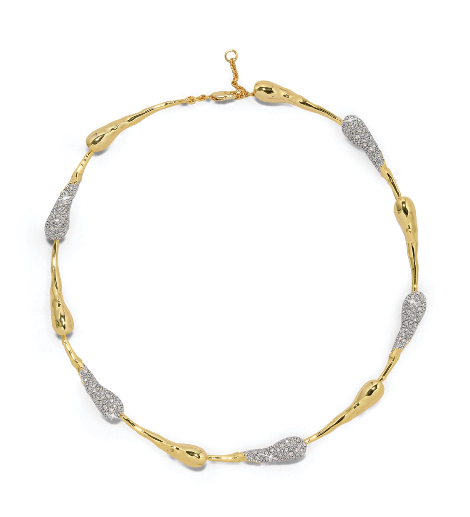 Solanales Crystal Teardrop Riviera Necklace 14k Gold Plated, Crystal