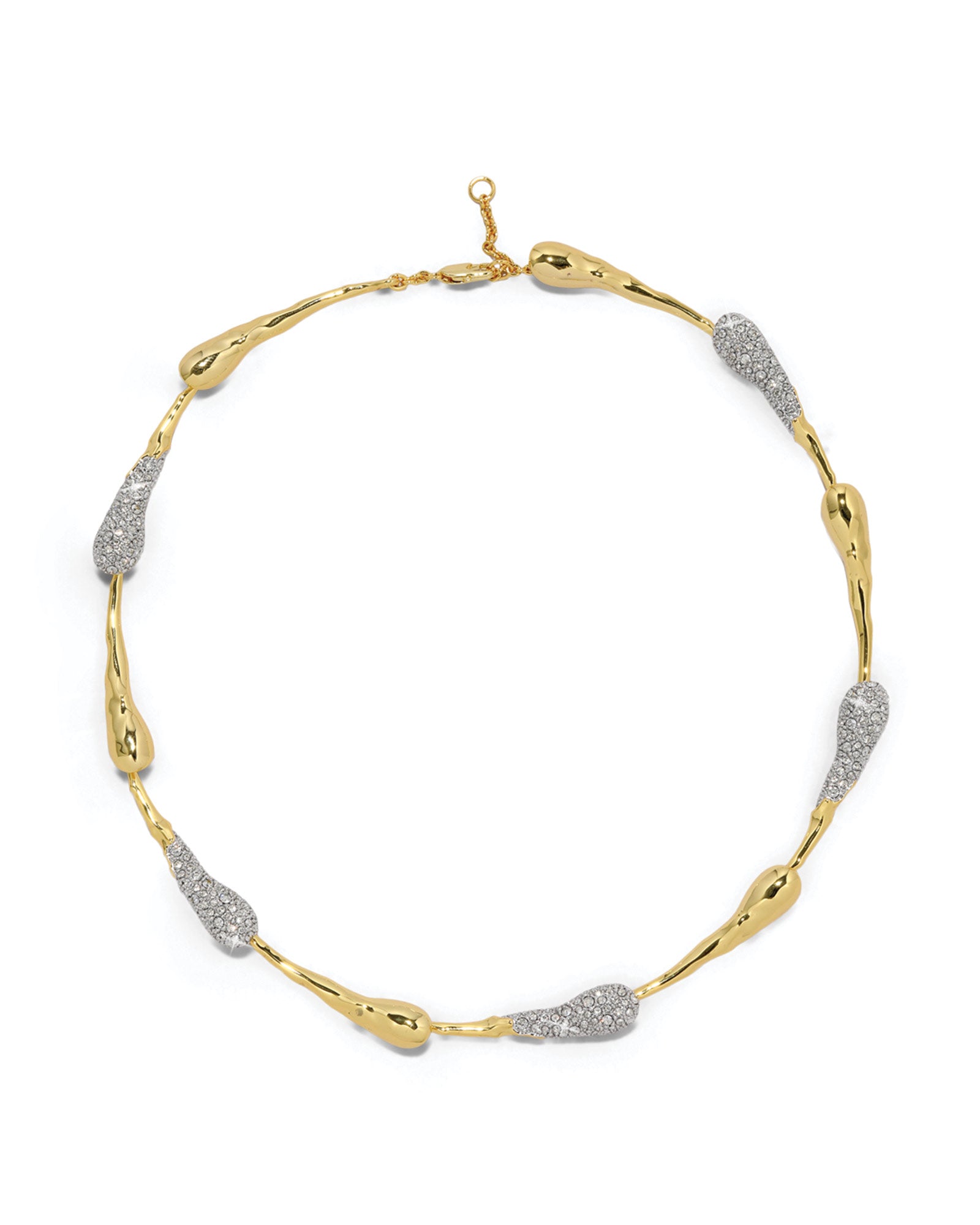 Solanales Crystal Teardrop Riviera Necklace 14k Gold Plated, Crystal