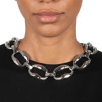 Molten Link Necklace Rhodium Tone Plated