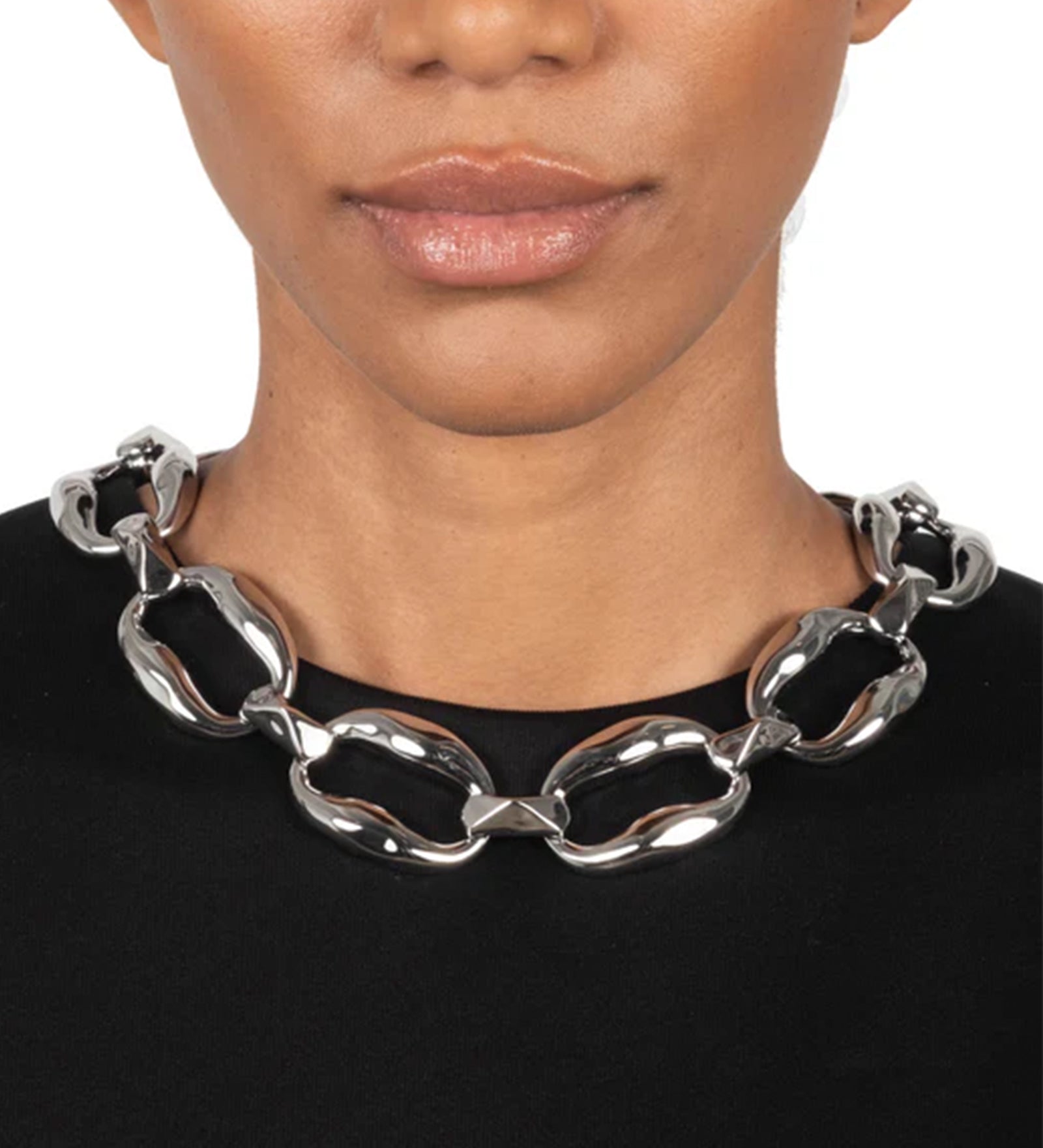 Molten Link Necklace Rhodium Tone Plated