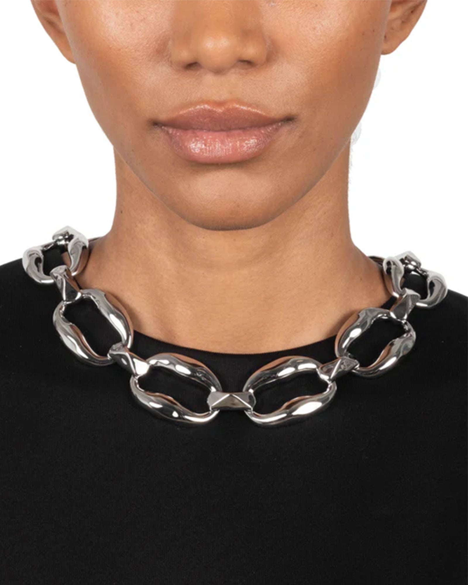 Molten Link Necklace Rhodium Tone Plated