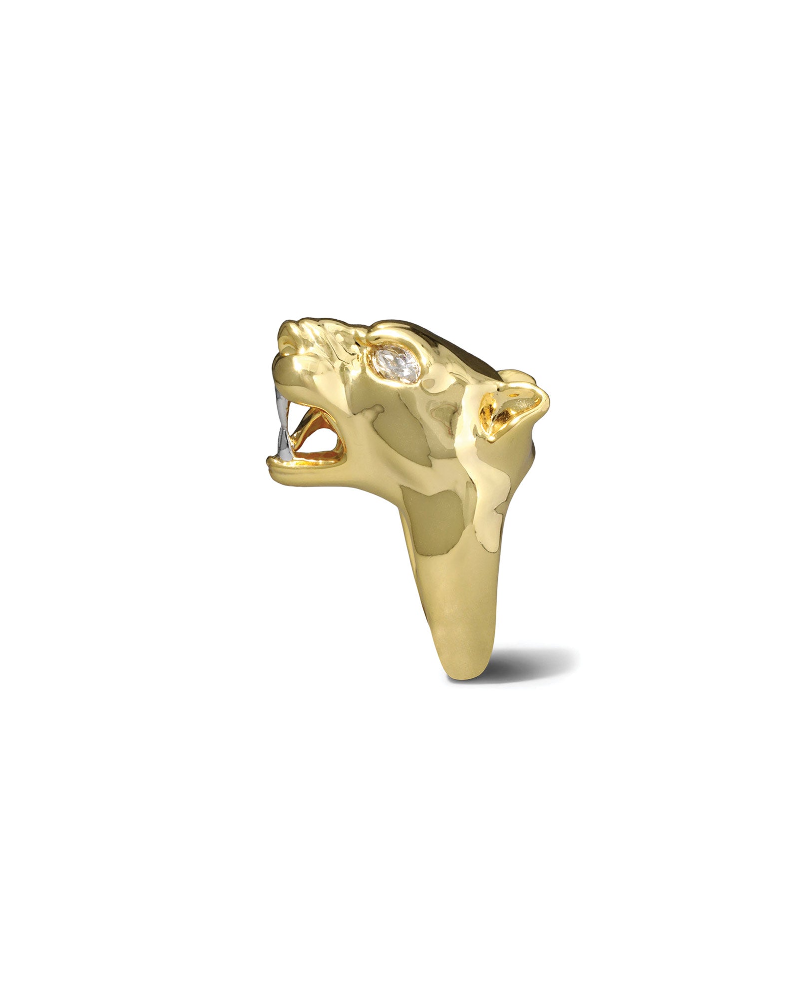 Panther Visage Ring 14k Gold Plated, Crystal / 7
