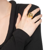 Panther Visage Ring 14k Gold Plated, Crystal / 7