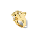 Panther Visage Ring 14k Gold Plated, Crystal / 7