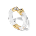 Bonbon Crystal Lucite Hinge  Bracelet 14k Gold Plated, Clear Lucite, Crystal
