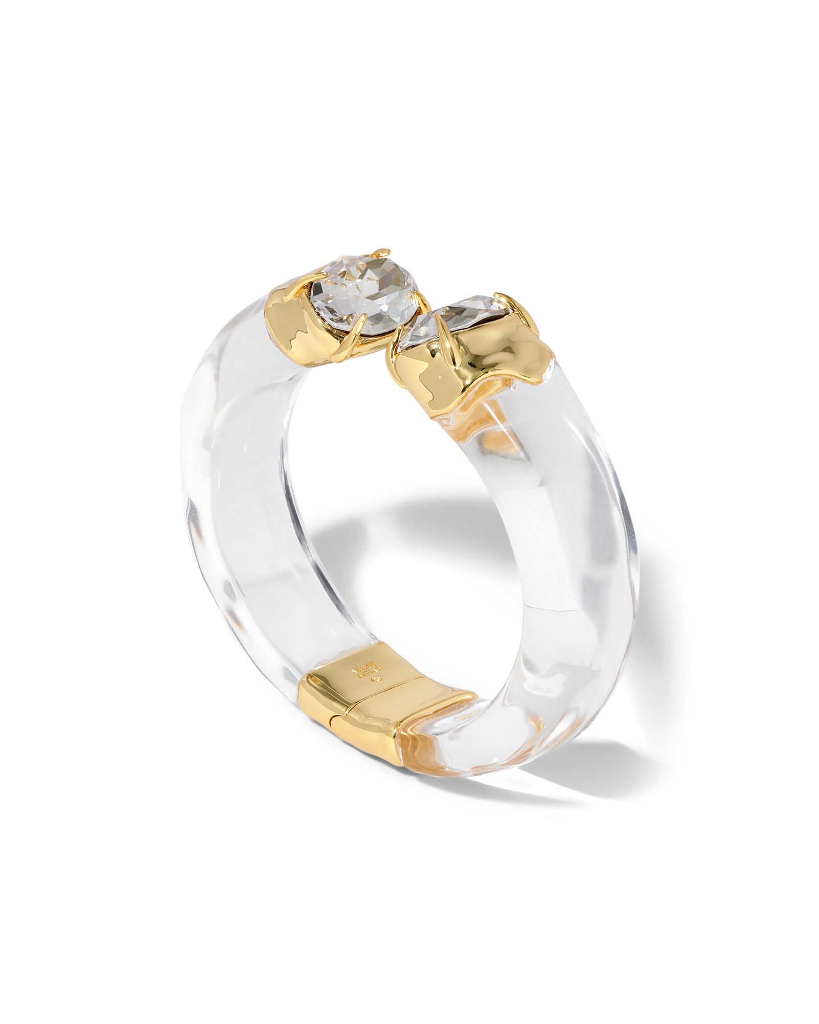 Bonbon Crystal Lucite Hinge  Bracelet 14k Gold Plated, Clear Lucite, Crystal