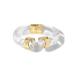 Bonbon Crystal Lucite Hinge  Bracelet 14k Gold Plated, Clear Lucite, Crystal
