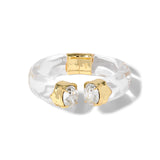 Bonbon Crystal Lucite Hinge  Bracelet 14k Gold Plated, Clear Lucite, Crystal