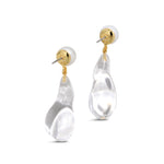 Liquid Lucite Freshwater Pearl Drop Earring 14k Gold Plated, White Pearl, Clear Lucite