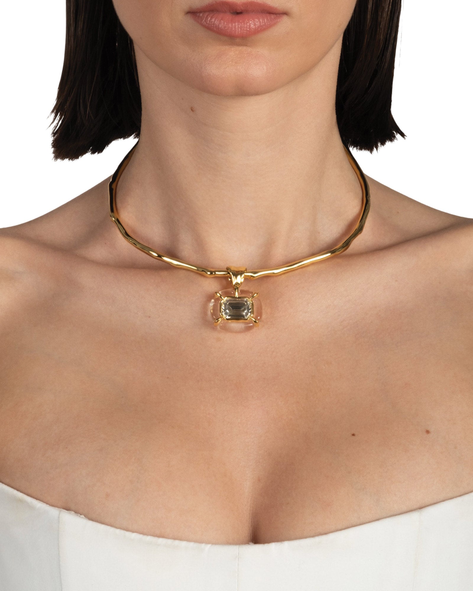 Alexis Bittar-Liquid Lucite Jeweled Crystal Collar-Necklaces-Blue Ruby Jewellery-Vancouver Canada