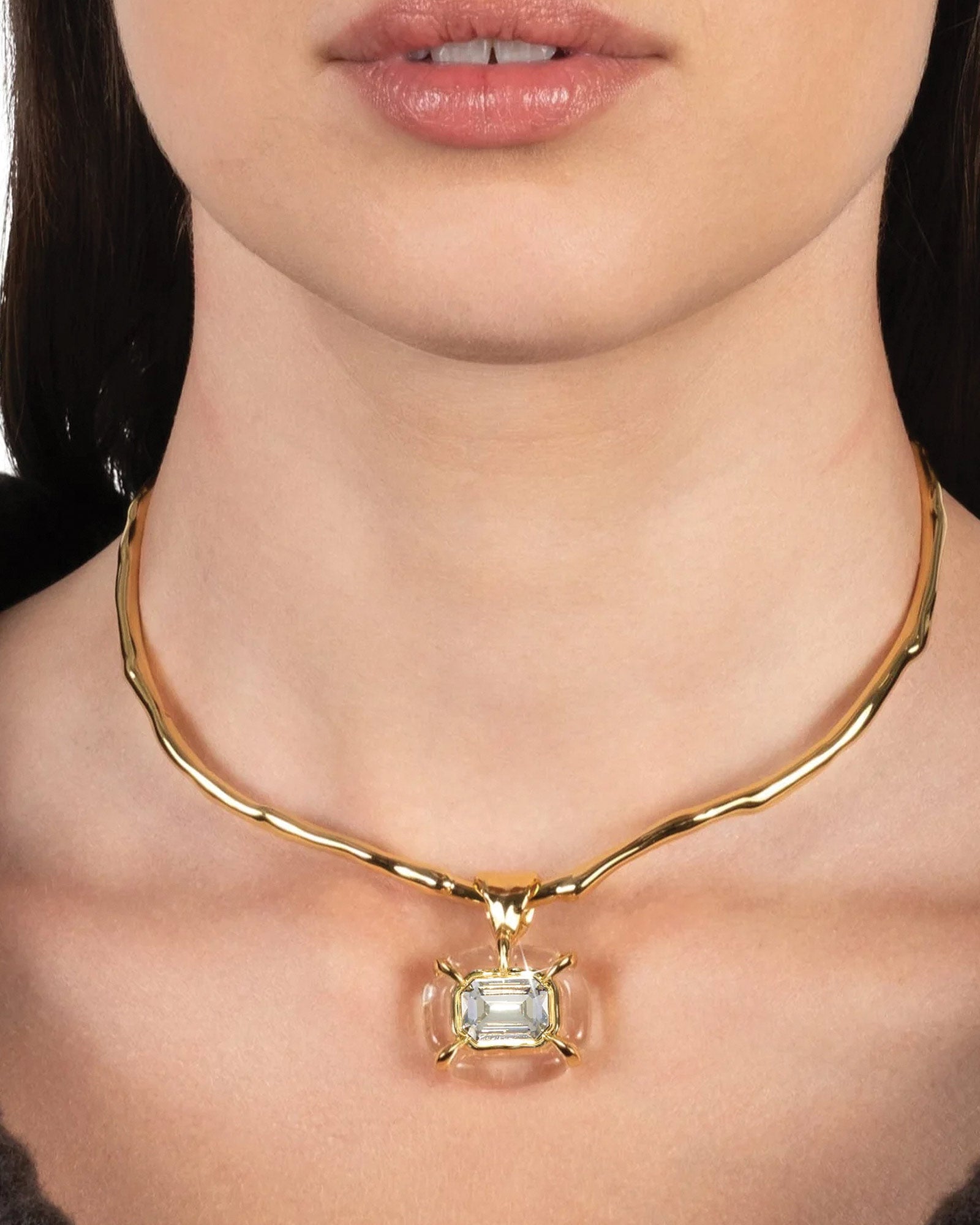 Alexis Bittar-Liquid Lucite Jeweled Crystal Collar-Necklaces-Blue Ruby Jewellery-Vancouver Canada